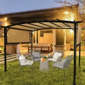 350*280*230.5cm Aluminum Dark Brown Post Brown Adjustable Shade Fabric Curved Top Folding Shed