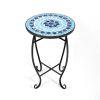 14 Inch Mosaic Round Side Table Plant Stand for Patio Lawn Garden