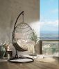 ACME Vasant Patio Swing Chair with Stand, Fabric & Wicker (1Set/3Ctn) 45082