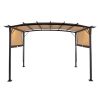 350*280*230.5cm Aluminum Dark Brown Post Brown Adjustable Shade Fabric Curved Top Folding Shed