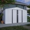10X8 FT Outdoor Storage Shed, All Weather Metal Sheds with Metal Foundation & Lockable Doors, Tool Shed for Garden, Patio, Backyard, Lawn, Grey