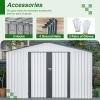 10X8 FT Outdoor Storage Shed, All Weather Metal Sheds with Metal Foundation & Lockable Doors, Tool Shed for Garden, Patio, Backyard, Lawn, Grey