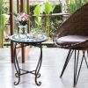 14 Inch Mosaic Round Side Table Plant Stand for Patio Lawn Garden