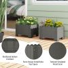 2 Pack Rectangular Planter Box with Drainage Gaps for Front Porch Garden Balcony