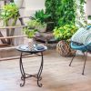 14 Inch Mosaic Round Side Table Plant Stand for Patio Lawn Garden