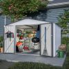 10X8 FT Outdoor Storage Shed, All Weather Metal Sheds with Metal Foundation & Lockable Doors, Tool Shed for Garden, Patio, Backyard, Lawn, Grey