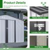 10X8 FT Outdoor Storage Shed, All Weather Metal Sheds with Metal Foundation & Lockable Doors, Tool Shed for Garden, Patio, Backyard, Lawn, Grey