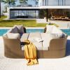 U_Style Customizable Outdoor Patio Furniture Set, Wicker Furniture Sofa Set with Thick Cushions, Suitable for Backyard, Porch.