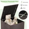 72 Gallon Rattan Outdoor Storage Box with Zippered Liner and Solid Pneumatic Rod
